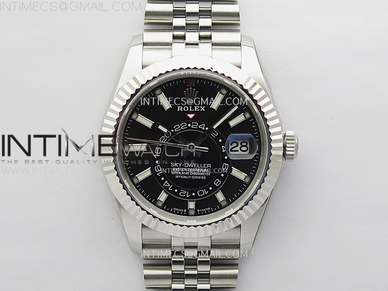 Sky-Dweller 326934 904L SS ZF 1:1 Best Edition Black Dial on Jubilee Bracelet Asian 2824