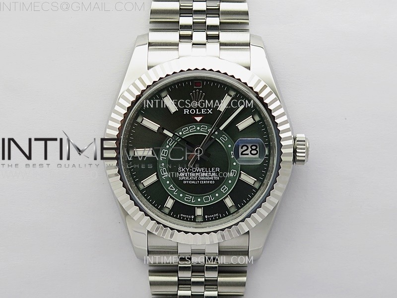 Sky-Dweller 326934 904L SS ZF 1:1 Best Edition Green Dial on Jubilee Bracelet Asian 2824
