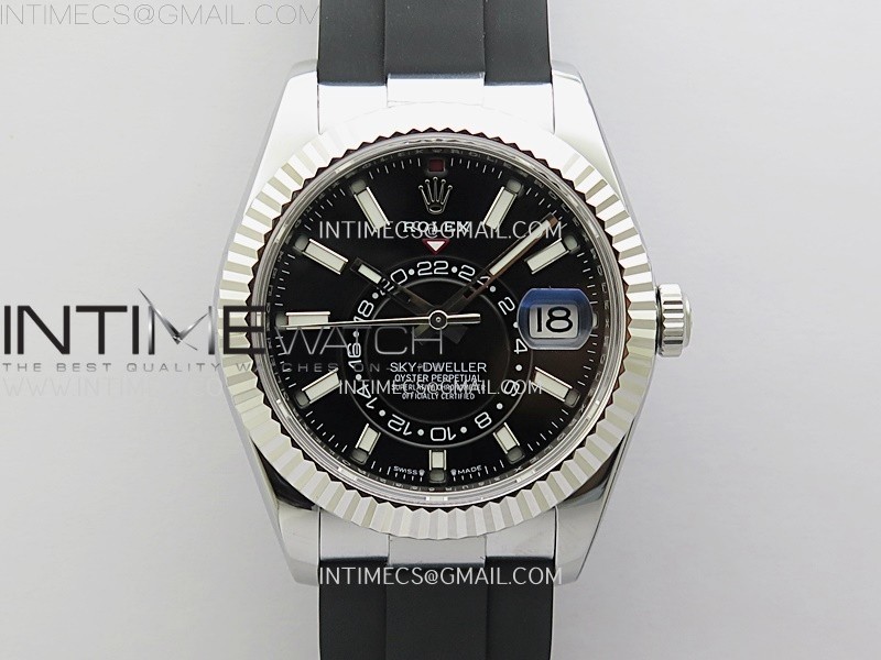 Sky-Dweller 336239 Gain Weight ZF 1:1 Best Edition Black Dial on Oysterflex Rubber Strap Asian 2824