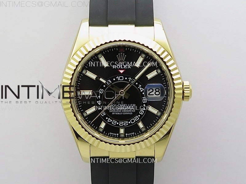 Sky-Dweller 336238 Gain Weight YG ZF 1:1 Best Edition Black Dial on Oysterflex Rubber Strap Asian 2824
