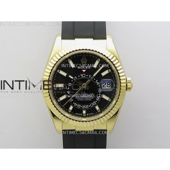 Sky-Dweller 336238 Gain Weight YG ZF 1:1 Best Edition Black Dial on Oysterflex Rubber Strap Asian 2824