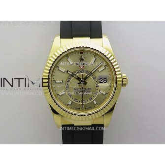 Sky-Dweller 336238 Gain Weight YG ZF 1:1 Best Edition Gold Dial On Oysterflex Rubber Strap Asian 2824