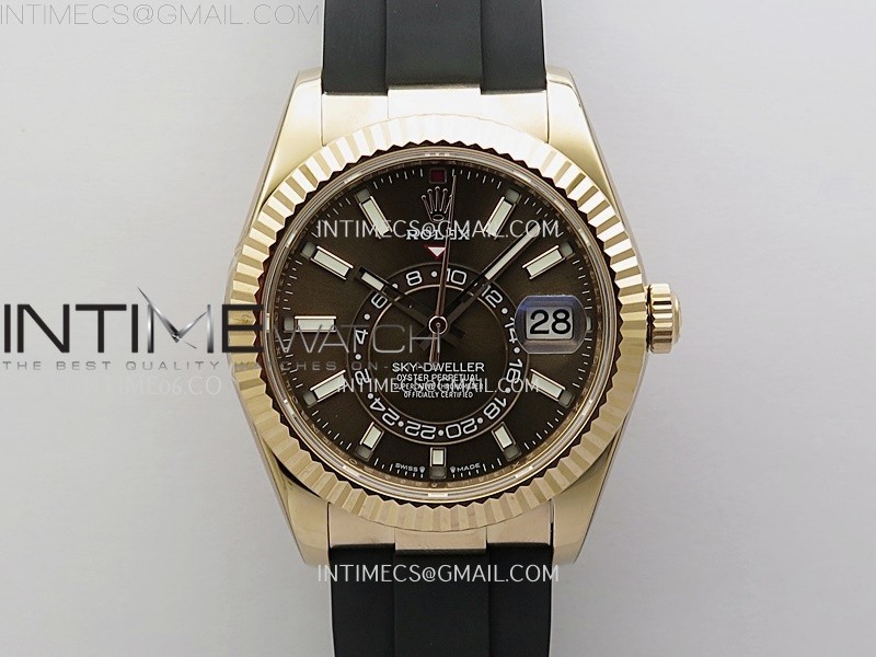 Sky-Dweller 336235 Gain Weight RG ZF 1:1 Best Edition Brown Dial On Oysterflex Rubber Strap Asian 2824