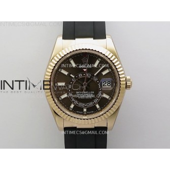 Sky-Dweller 336235 Gain Weight RG ZF 1:1 Best Edition Brown Dial On Oysterflex Rubber Strap Asian 2824