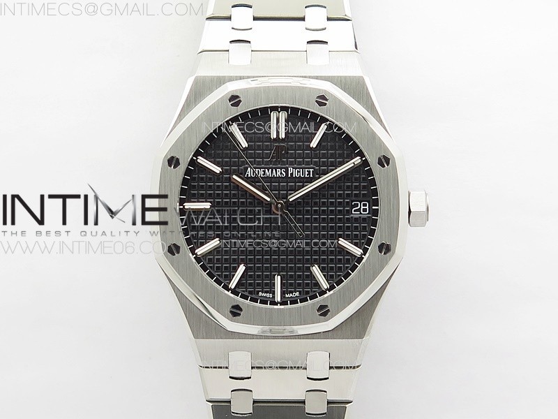 Royal Oak 41mm 15500 SS APSF 1:1 Best Edition Black Textured Dial on SS Bracelet A4302 Super Clone