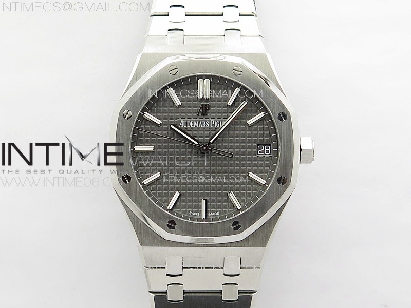 Royal Oak 41mm 15500 SS APSF 1:1 Best Edition Gray Textured Dial on SS Bracelet A4302 Super Clone