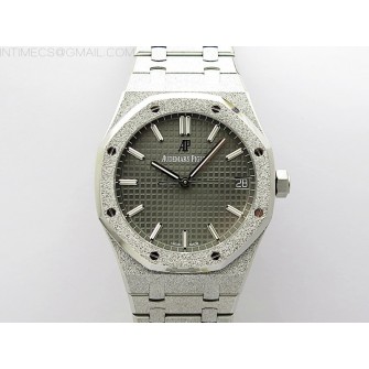 Royal Oak 41mm 15500 Frosted SS APSF 1:1 Best Edition Gray Textured Dial on Frosted SS Bracelet SA4302 Super Clone