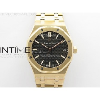 Royal Oak 41mm 15500 RG APSF 1:1 Best Edition Black Textured Dial on RG Bracelet A4302 Super Clone