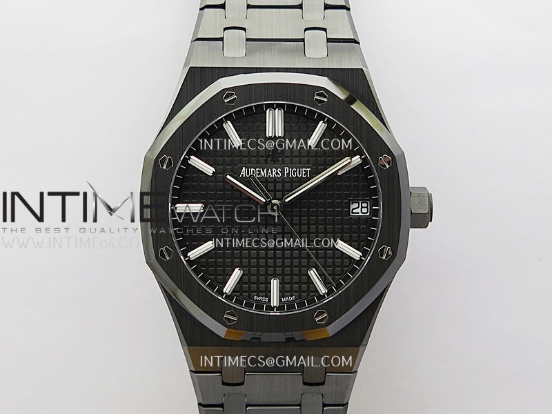 Royal Oak 15500 Black Ceramic APSF 1:1 Best Edition Black Dial on Black Ceramic Bracelet SA4302 Super Clone