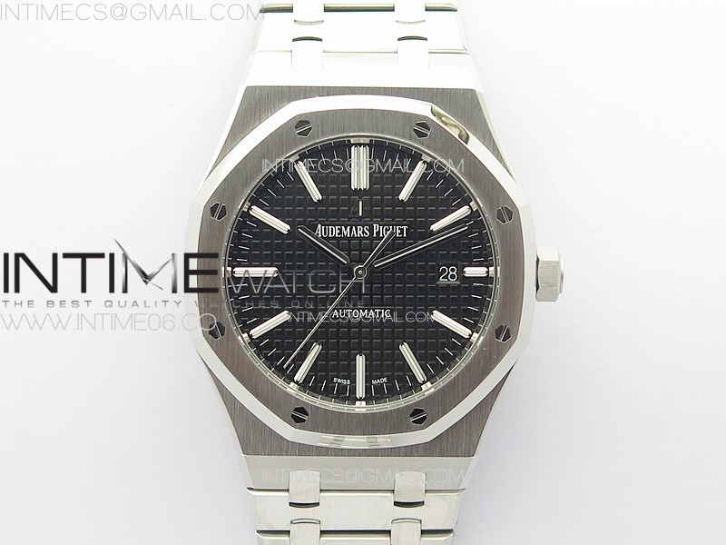 Royal Oak 41mm 15400 SS ZF 1:1 Best Edition Black Textured Dial on SS Bracelet SA3120 Super Clone