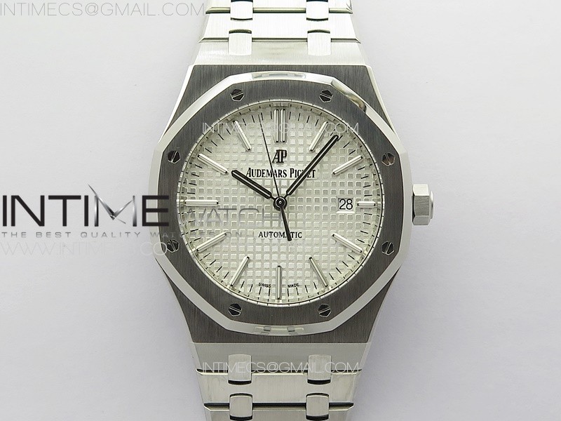 Royal Oak 41mm 15400 SS ZF 1:1 Best Edition Silver Textured Dial on SS Bracelet SA3120 Super Clone