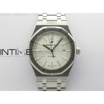 Royal Oak 41mm 15400 SS ZF 1:1 Best Edition Silver Textured Dial on SS Bracelet SA3120 Super Clone