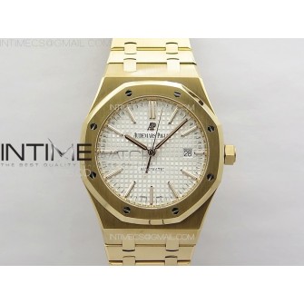 Royal Oak 41mm 15400 RG ZF 1:1 Best Edition White Textured Dial on SS Bracelet V2 SA3120 Super Clone