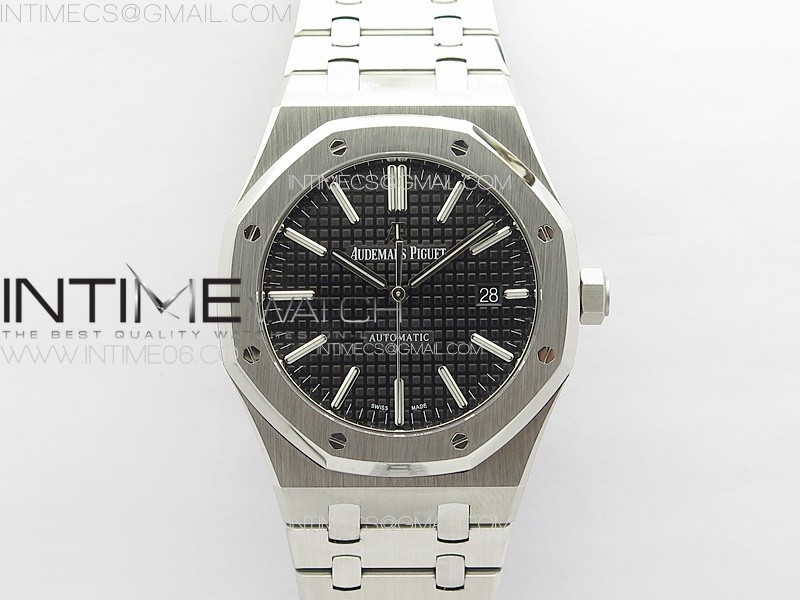 Royal Oak 41mm 15400 SS APSF 1:1 Best Edition Black Textured Dial on SS Bracelet A3120 Super Clone V3