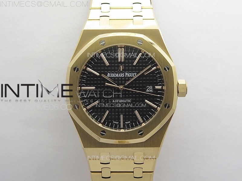 Royal Oak 41mm 15400 RG APSF 1:1 Best Edition Black Textured Dial on RG Bracelet A3120 Super Clone V3