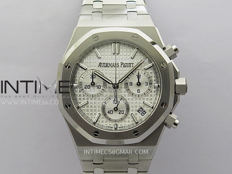 Royal Oak Chrono 26240 SS V2 APSF 1:1 Best Edition Silver Dial on SS Bracelet SA4401 Super Clone (Free Sprung)
