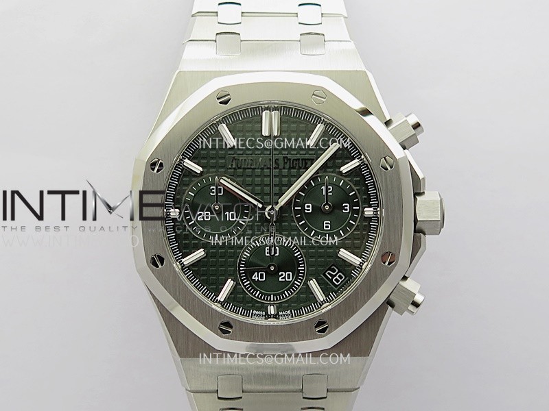 Royal Oak Chrono 26240 SS V2 APSF 1:1 Best Edition Green Dial on SS Bracelet SA4401 Super Clone (Free Sprung)