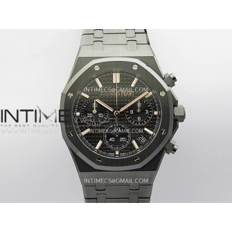 Royal Oak Chrono 26240 Black Ceramic V2 APSF 1:1 Best Edition Black Textured Dial On Ceramic Bracelet Super Clone SA4401 (Free Sprung)