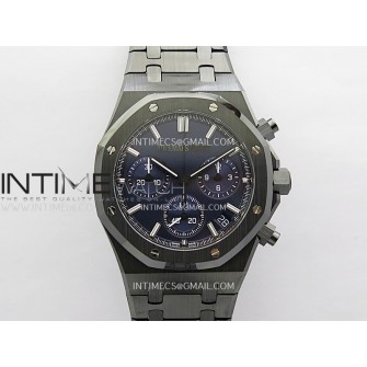 Royal Oak Chrono 26240 Black Ceramic V2 APSF 1:1 Best Edition Blue Textured Dial On Ceramic Bracelet Super Clone SA4401 (Free Sprung)