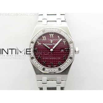 Lady Royal Oak 33mm 67651 Diamonds SS ZF 1:1 Best Edition Purple Textured Dial on SS Bracelet RONDA Quartz
