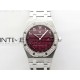 Lady Royal Oak 33mm 67651 Diamonds SS ZF 1:1 Best Edition Purple Textured Dial on SS Bracelet RONDA Quartz