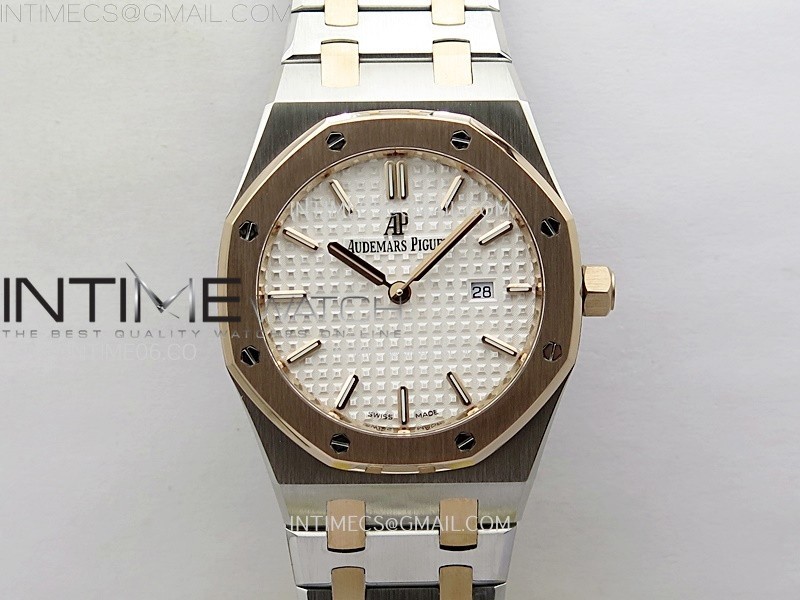 Lady Royal Oak 33mm 67651 SS/RG ZF 1:1 Best Edition Silver Textured Dial on SS Bracelet RONDA Quartz