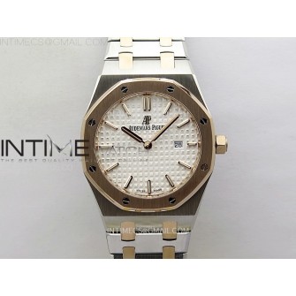 Lady Royal Oak 33mm 67651 SS/RG ZF 1:1 Best Edition Silver Textured Dial on SS Bracelet RONDA Quartz