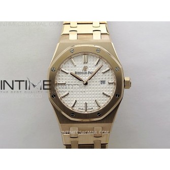 Lady Royal Oak 33mm 67651 RG ZF 1:1 Best Edition White Textured Dial on RG Bracelet RONDA Quartz