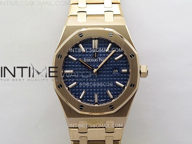 Lady Royal Oak 33mm 67651 RG ZF 1:1 Best Edition Blue Textured Dial on RG Bracelet RONDA Quartz