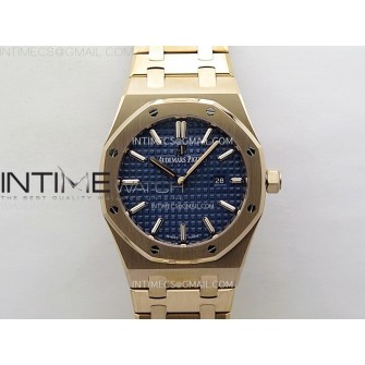 Lady Royal Oak 33mm 67651 RG ZF 1:1 Best Edition Blue Textured Dial on RG Bracelet RONDA Quartz