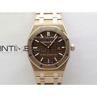 Lady Royal Oak 33mm 67651 RG ZF 1:1 Best Edition Brown Textured Dial on RG Bracelet RONDA Quartz
