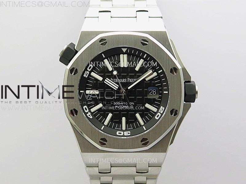 Royal Oak Offshore Diver 15703 APSF 1:1 Best Edition Black Dial on SS Bracelet SA3120 Super Clone