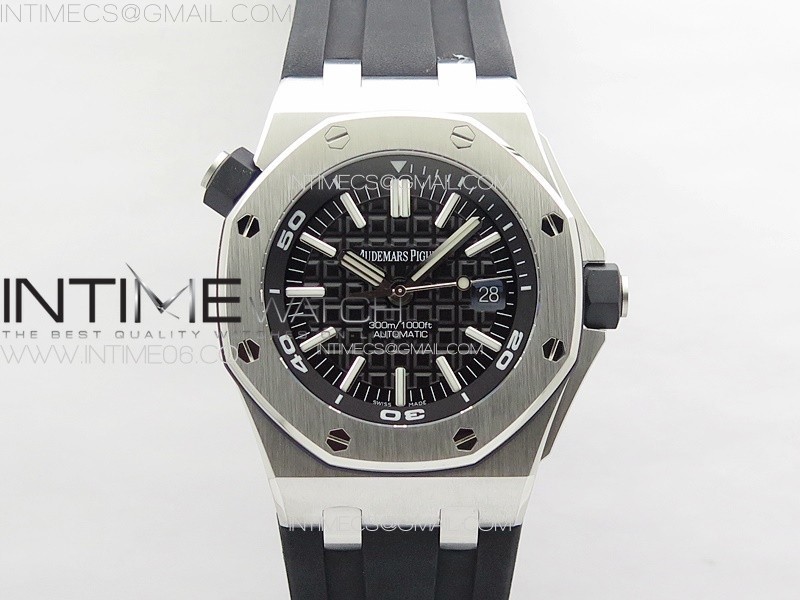 Royal Oak Offshore Diver 15710 APSF 1:1 Best Edition Black Dial on Black Rubber Strap V2 A3120 Super Clone V3