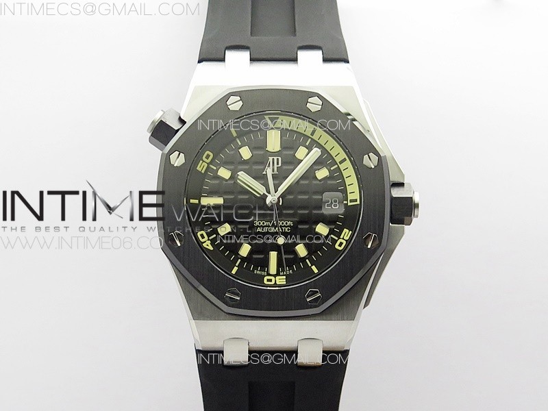 Royal Oak Offshore Diver 15720 Ceramic Bezel ZF 1:1 Best Edition Black Dial on Black Rubber Strap A4308