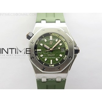 Royal Oak Offshore Diver 15720 APSF 1:1 Best Edition Green Dial on Green Rubber Strap SA4308