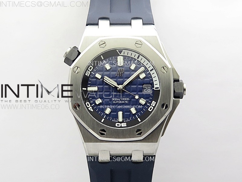 Royal Oak Offshore Diver 15720 APSF 1:1 Best Edition Blue Dial on Blue Rubber Strap SA4308