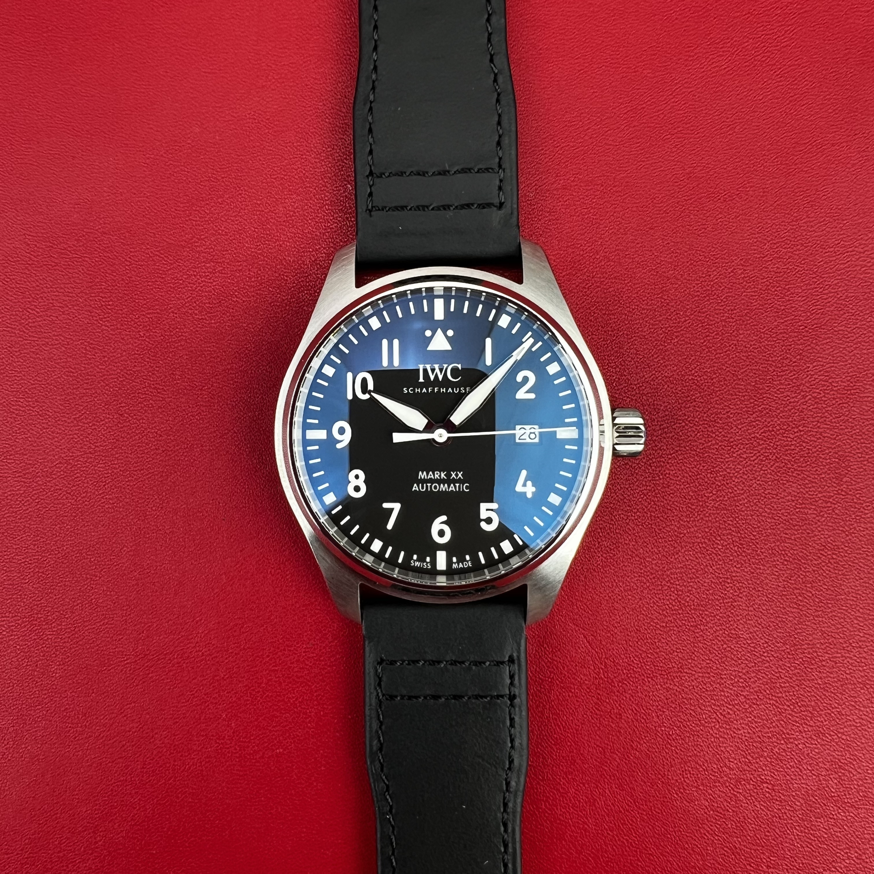 [국내배송] V7 IWC 마크 20 블랙다이얼 가죽스트랩 8.1