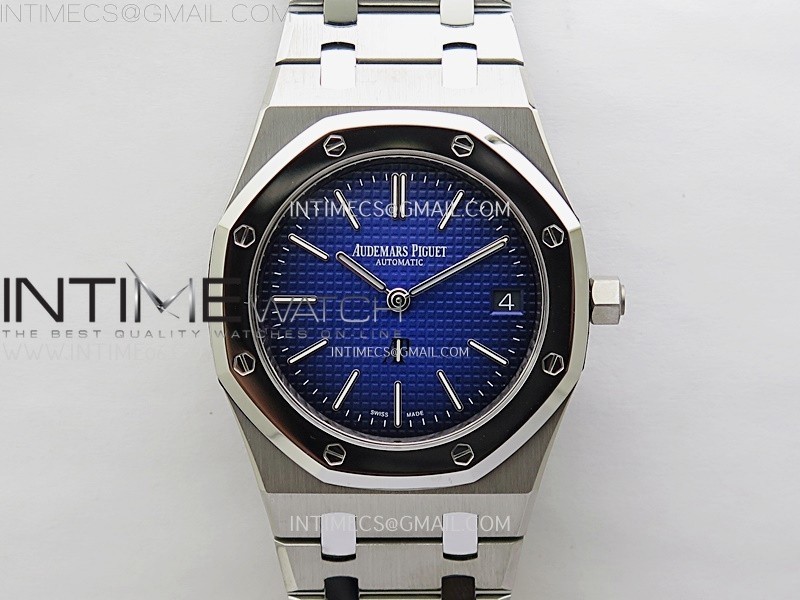 Royal Oak 15202IP 39mm Titanium ZF 1:1 Best Edition Blue Textured Dial on SS Bracelet A2121 V2