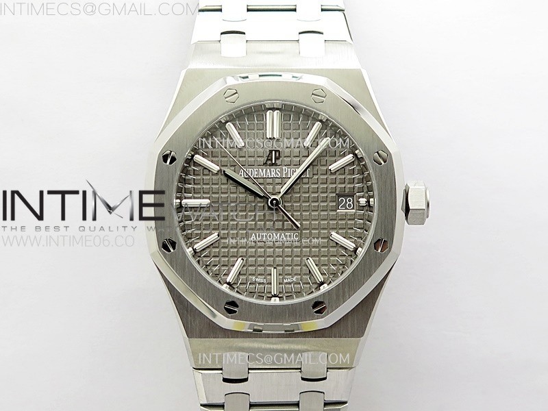 Royal Oak 37mm 15450 SS ZF 1:1 Best Edition Gray Textured Dial on SS Bracelet SA3120 Super Clone