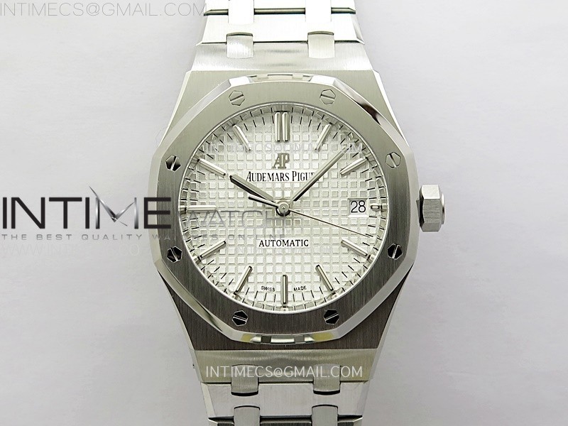 Royal Oak 37mm 15450 SS ZF 1:1 Best Edition Silver Textured Dial on SS Bracelet SA3120 Super Clone