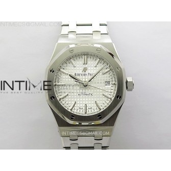 Royal Oak 37mm 15450 SS ZF 1:1 Best Edition Silver Textured Dial on SS Bracelet SA3120 Super Clone