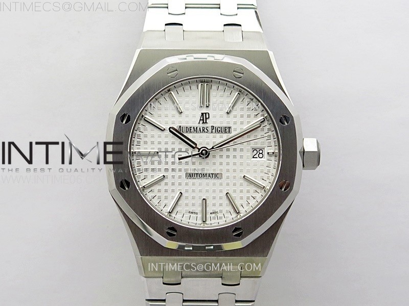 Royal Oak 37mm 15450 SS APSF 1:1 Best Edition Silver Textured Dial on SS Bracelet SA3120 Super Clone