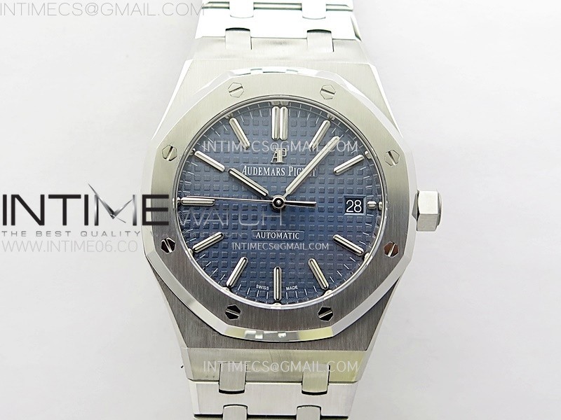 Royal Oak 37mm 15450 SS APSF 1:1 Best Edition Blue Textured Dial on SS Bracelet SA3120 Super Clone