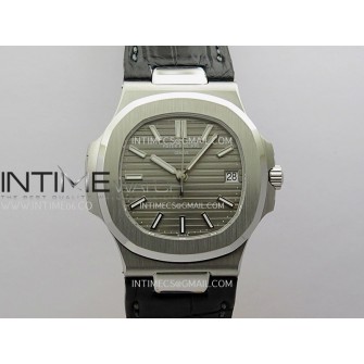 Nautilus 5711 SS 3KF 1:1 Best Edition Gray Textured Dial on Black Leather Strap A324 Super Clone V2