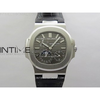Nautilus 5712 001 SS PPF 1:1 Best Edition Gray Dial on Black Leather Strap A240 Super Clone