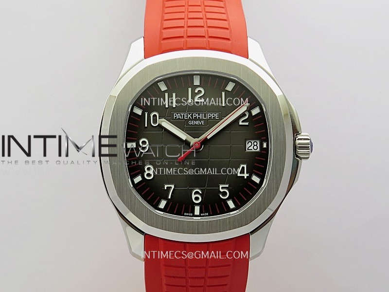 Aquanaut 5167 SS 3KF Best Edition Gray Dial On Red Rubber Strap A324 Super Clone V2