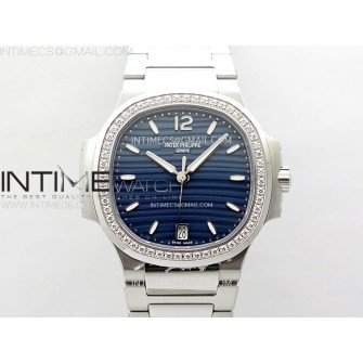 Nautilus 7118 New Version Ladies Diamonds Bezel PPF 1:1 Best Edition Blue Dial on SS Bracelet A324 Super Clone