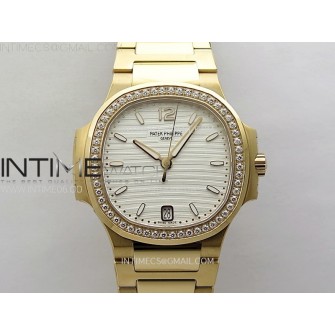 Nautilus 7118 New Version Ladies Diamonds Bezel RG PPF 1:1 Best Edition White Dial on RG Bracelet A324 Super Clone