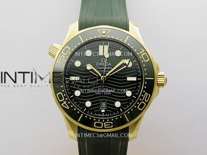 2018 Seamaster Diver 300M Green Ceramic Bezel YG VSF 1:1 Best Edition Green Dial On Green Rubber Strap A8801