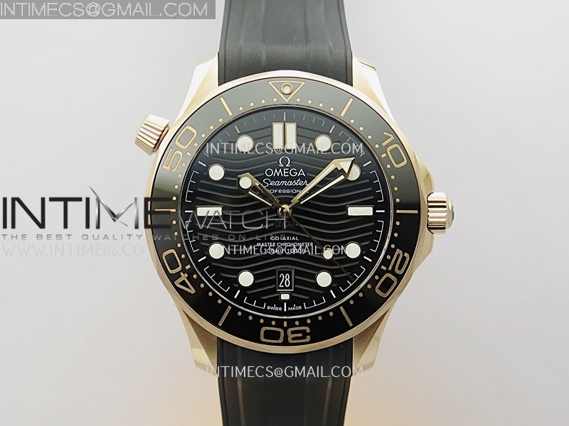 2018 Seamaster Diver 300M Green Ceramic Bezel RG VSF 1:1 Best Edition Black Dial On Black Rubber Strap A8801